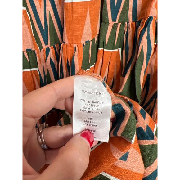 NEW Veronica Beard Geometric Linen Pleated Button Sundance Maxi Skirt Size: XS - Picture 5 of 7